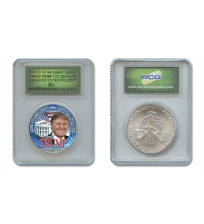 DONALD TRUMP 45th President of the United States Colorized 1 oz. U.S. AMERICAN SILVER EAGLE in SPECIAL HOLDER