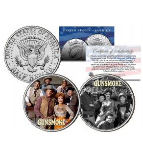 GUNSMOKE - TV SHOW - Colorized JFK Half Dollar U.S. 2-Coin Set