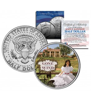 Gone with the Wind " Scarlett on Plantation " JFK Kennedy Half Dollar US Colorized Coin - Officially Licensed