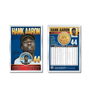 HANK AARON Baseball Legends JFK Kennedy Half Dollar 24K Gold Plated US Coin Displayed with 4x6 Display Card