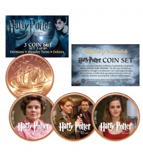 Harry Potter DEATHLY HALLOWS Colorized British Halfpenny 3-Coin Set (Set 3 of 6) - Officially Licensed