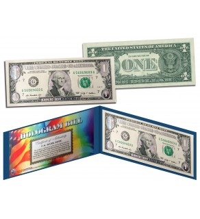DAZZLING SILVER CLOUDS HOLOGRAM Legal Tender US $1 Bill Currency - Limited Edition