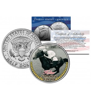 KELSO - 5 Time Horse of the Year - Thoroughbred Racehorse Colorized JFK Half Dollar US Coin 