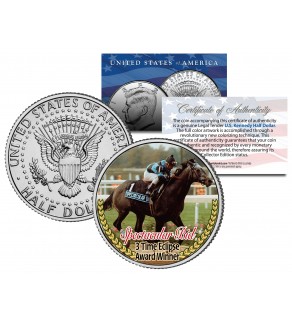 SPECTACULAR BID - 3 Time Eclipse Award Winner - Thoroughbred Racehorse Colorized JFK Half Dollar US Coin 