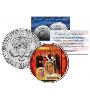 HARRY HOUDINI - Milk Can Escape - Colorized JFK Kennedy Half Dollar U.S. Coin