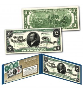 1891 William WINDOM Silver Certificate $2 Note designed on modern $2 bill