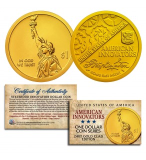 American Innovation Statehood $1 Dollar Coin - 2018 1st Release 24K GOLD Plated