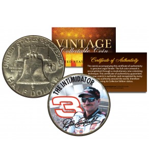 DALE EARNHARDT - THE INTIMIDATOR - Colorized 1951 Franklin Silver Half Dollar U.S. Coin - Officially Licensed