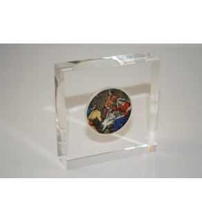 JESUS NATIVITY American Silver Eagle Colorized Coin Lucite Paperweight Square