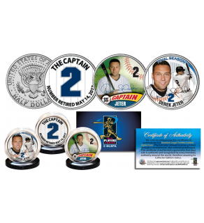 DEREK JETER * Life & Times * The Yankees Captain #2 Retired 2017 JFK Kennedy Half Dollar U.S. 3-Coin Set