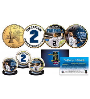 DEREK JETER * Life & Times * The Yankees Captain #2 Retired 24K Gold Plated New York State Quarters U.S. 3-Coin Set