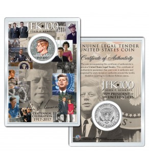 President JOHN F. KENNEDY JFK100 Centennial Celebration 2017 Official Kennedy Half Dollar PROFILE Coin with 4x6 Lens Display 