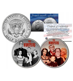 THE MUNSTERS - TV SHOW - Colorized JFK Half Dollar U.S. 2-Coin Set