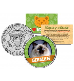 BIRMAN Cat JFK Kennedy Half Dollar U.S. Colorized Coin