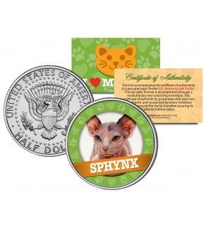 SPHYNX Cat JFK Kennedy Half Dollar U.S. Colorized Coin