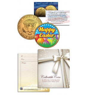 HAPPY EASTER Easter Eggs JFK Kennedy Half Dollar Coin 24K Gold Plated