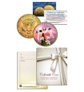 HAPPY EASTER Religious Gift JFK Kennedy Half Dollar Coin 24K Gold Plated