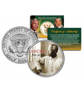 NELSON MANDELA 1918-2013 " MADIBA - FREE AT LAST " JFK Kennedy Half Dollar US Coin