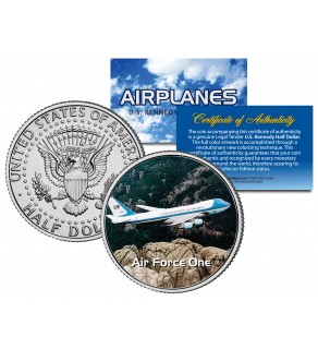 AIR FORCE ONE - Airplane Series - JFK Kennedy Half Dollar U.S. Colorized Coin