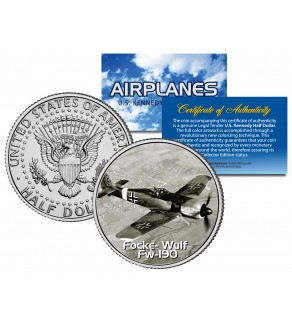 FOCKE-WULF FW-190 - Airplane Series - JFK Kennedy Half Dollar U.S. Colorized Coin