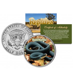 BLACK MAMBA - Collectible Reptiles - JFK Kennedy Half Dollar US Colorized Coin SNAKE