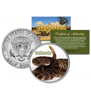 RATTLESNAKE - Collectible Reptiles - JFK Kennedy Half Dollar U.S. Colorized Coin