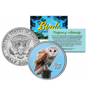 BARN OWL Collectible Birds JFK Kennedy Half Dollar Colorized U.S. Coin