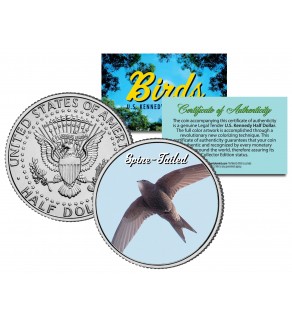 SPINE-TAILED Collectible Birds JFK Kennedy Half Dollar Colorized US Coin PAPUAN SWIFT