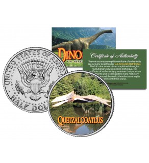 QUETZALCOATLUS Collectible Dinosaur JFK Kennedy Half Dollar Colorized Coin PTEROSAUR