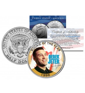 DEREK JETER 1996 Kennedy JFK Half Dollar Colorized U.S. Coin ROOKIE OF THE YEAR