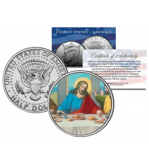 JESUS CHRIST - LAST SUPPER - JFK Kennedy Half Dollar U.S. Colorized Coin