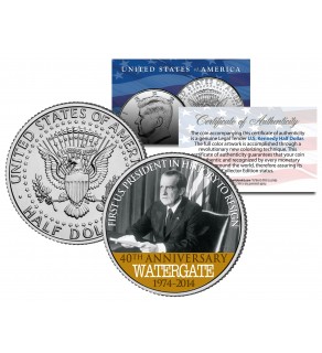 RICHARD NIXON - Resignation WATERGATE 40th Anniversary - 2014 JFK Half Dollar US Colorized Coin