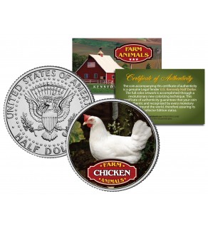 CHICKEN Collectible Farm Animals JFK Kennedy Half Dollar U.S. Colorized Coin