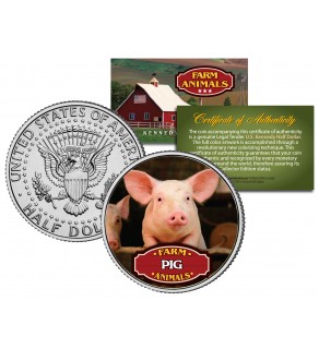 PIG Collectible Farm Animals JFK Kennedy Half Dollar U.S. Colorized Coin