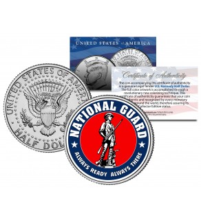 NATIONAL GUARD Colorized JFK Kennedy Half Dollar U.S. Coin Collectible MILITARY