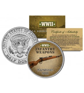 KARABINER 98K - WWII Infantry Weapons - JFK Kennedy Half Dollar U.S. Coin