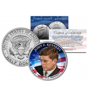PRESIDENTIAL $1 JOHN F KENNEDY Design on Colorized 2015 JFK Half Dollar U.S. Coin