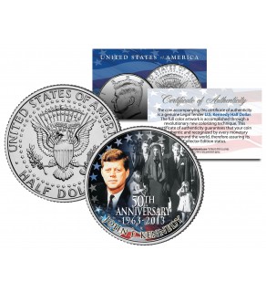 PRESIDENT KENNEDY ASSASSINATION - Funeral Jackie Onassis - JFK Kennedy Half Dollar U.S. Colorized Coin