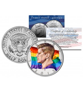 RAINBOW FLAG Colorized 2015 JFK Half Dollar U.S. Coin GAY PRIDE Lesbian LGBT Love