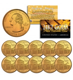 2001 Kentucky State Quarters U.S. Mint BU Coins 24K GOLD PLATED (Quantity 10)