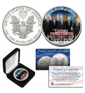 LIVING PRESIDENTS 2009 American Silver Eagle Coin 1 oz OBAMA BUSH CLINTON Jimmy CARTER