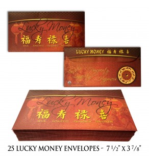 Exclusive LUCKY MONEY Red Envelopes Chinese Lunar New Year Gift Currency Bills - Pack of 25 