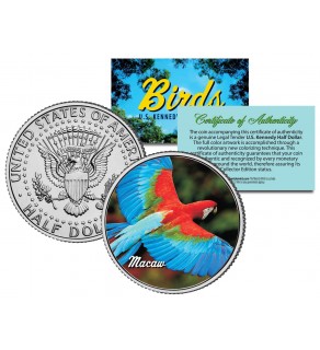 MACAW Collectible Birds JFK Kennedy Half Dollar Colorized US Coin