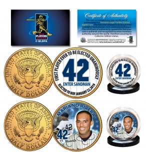 Mariano Rivera Hall of Fame 24K Gold Clad JFK Half Dollar 2-Coin U.S. Set 
