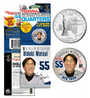 HIDEKI MATSUI NY Yankees Official New York Statehood U.S. Quarter Coin in Promotional Rare Unopened Sealed Packaging 
