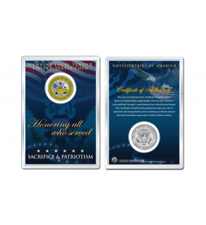 United States ARMY Emblem JFK Kennedy Half Dollar U.S. Coin with 4x6 Lens Display MILITARY