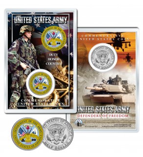 United States ARMY Emblem JFK Kennedy Half Dollar U.S. Coin with 4x6 Display
