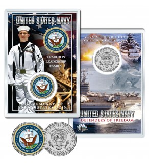 United States NAVY Emblem JFK Kennedy Half Dollar U.S. Coin with 4x6 Display