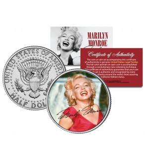 Marilyn Monroe " Red Dress " JFK Kennedy Half Dollar US Colorized Coin - Officially Licensed