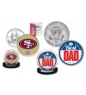 Best Dad - SAN FRANCISCO 49ERS 2-Coin Set U.S. Quarter & JFK Half Dollar - NFL Officially Licensed